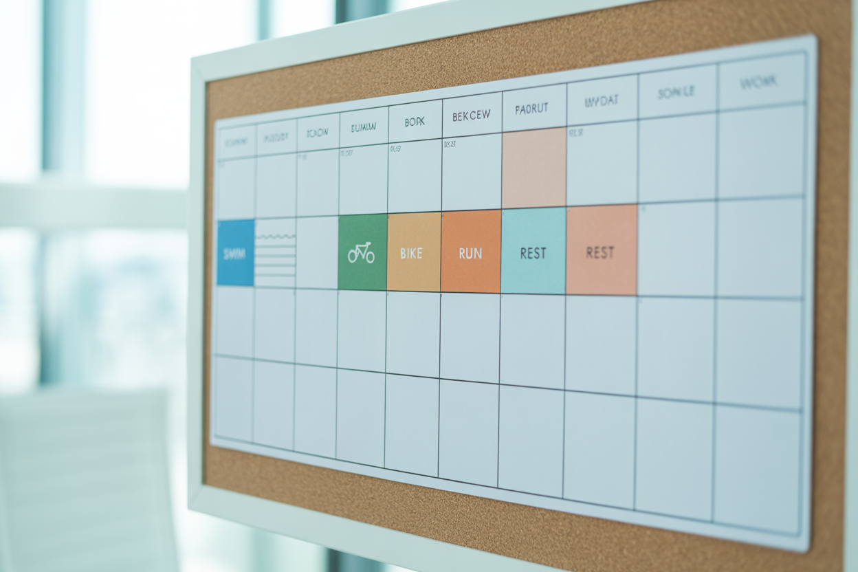 Un calendrier hebdomadaire visuel montrant les différentes sessions d