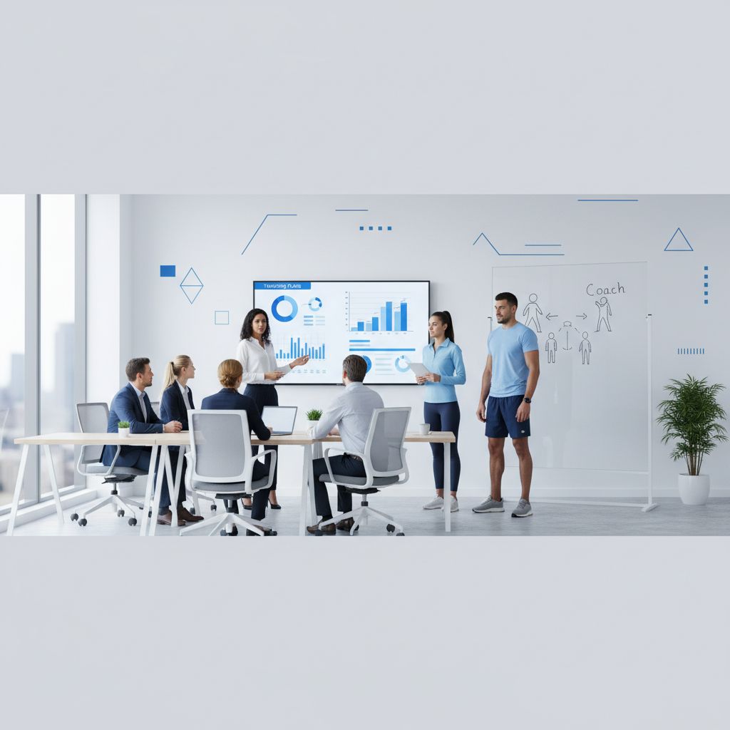 Schéma simple montrant les 3 piliers du coaching réussi: Plan personnalisé, Technique correcte, et Soutien motivationnel.