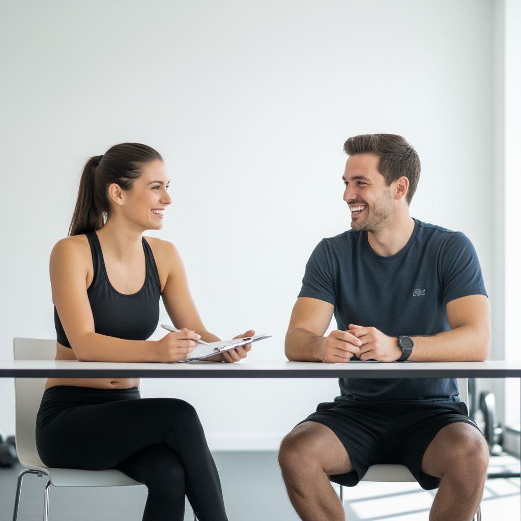 Un coach sportif personnel à Renens qui discute avec un client pour élaborer un plan d