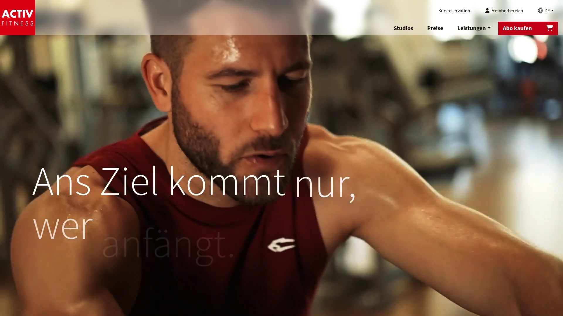 Screenshot of Activ Fitness website showing the sheer size of their facilities and equipment