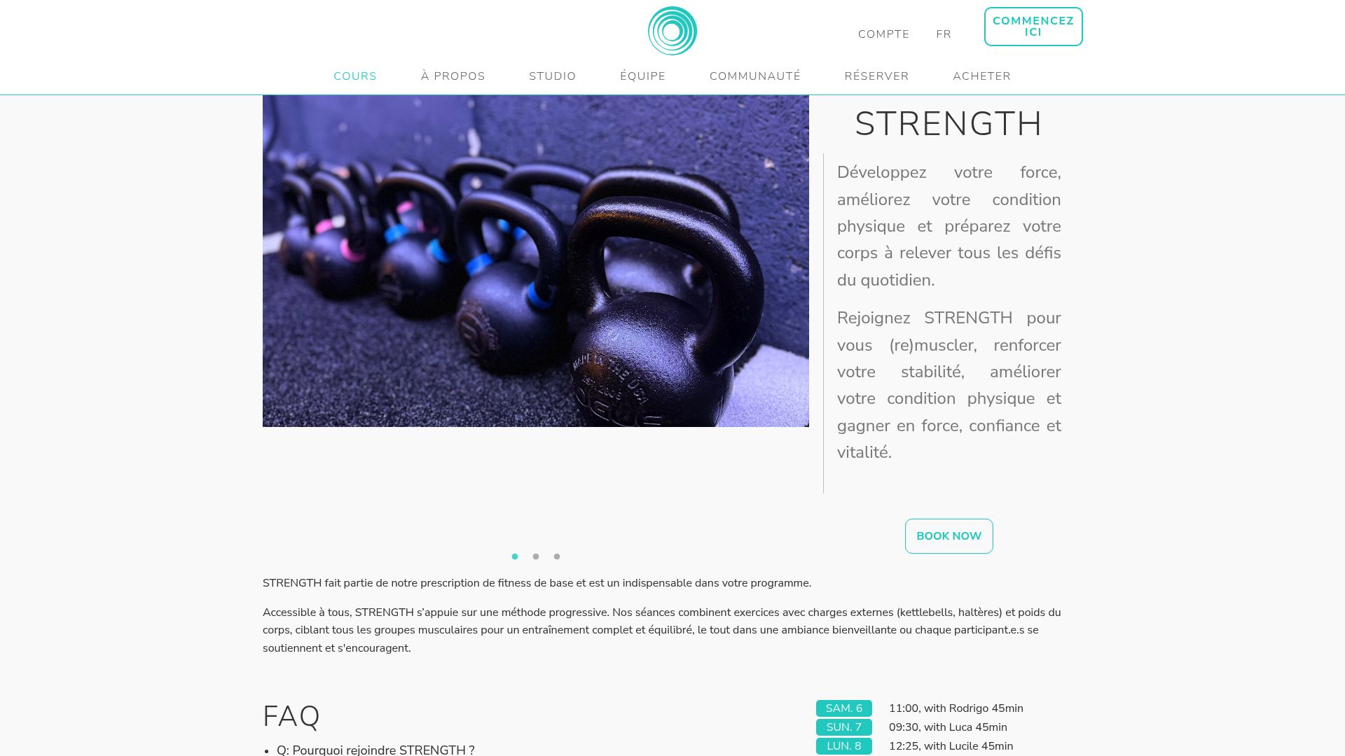 Screenshot of BEAT Fitness schedule page showing organized and specific class types like Strength