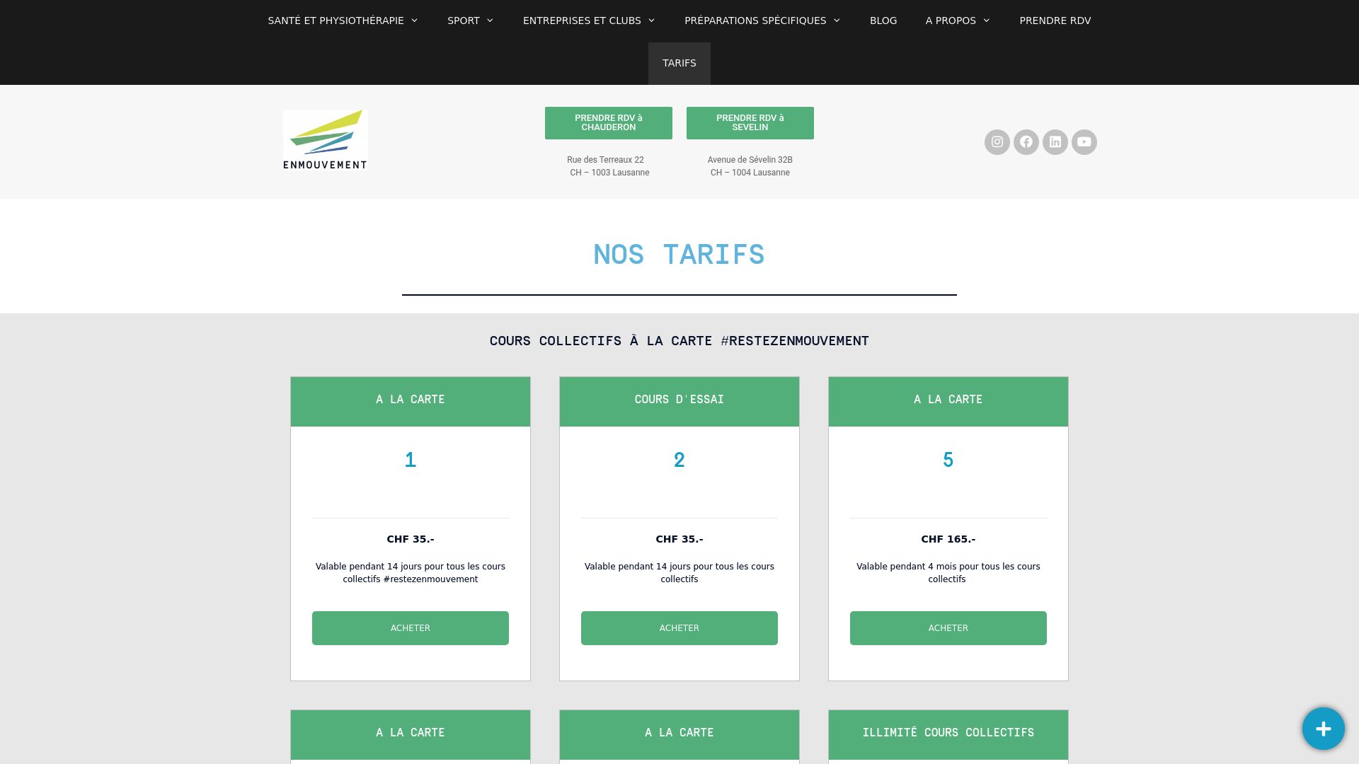 Screenshot of the pricing table from Sarah-Coaching website showing the individual session rates and package discounts.