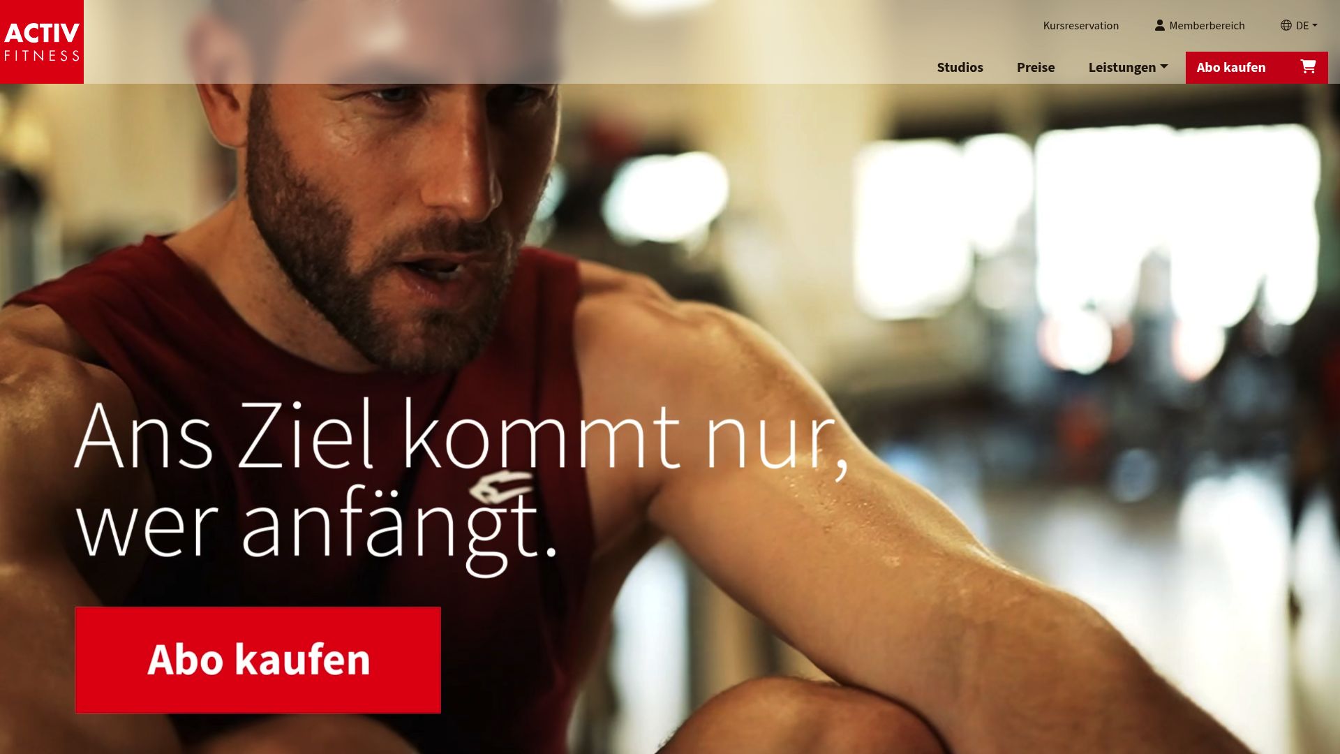 Homepage of Activ Fitness website showing their gym offering