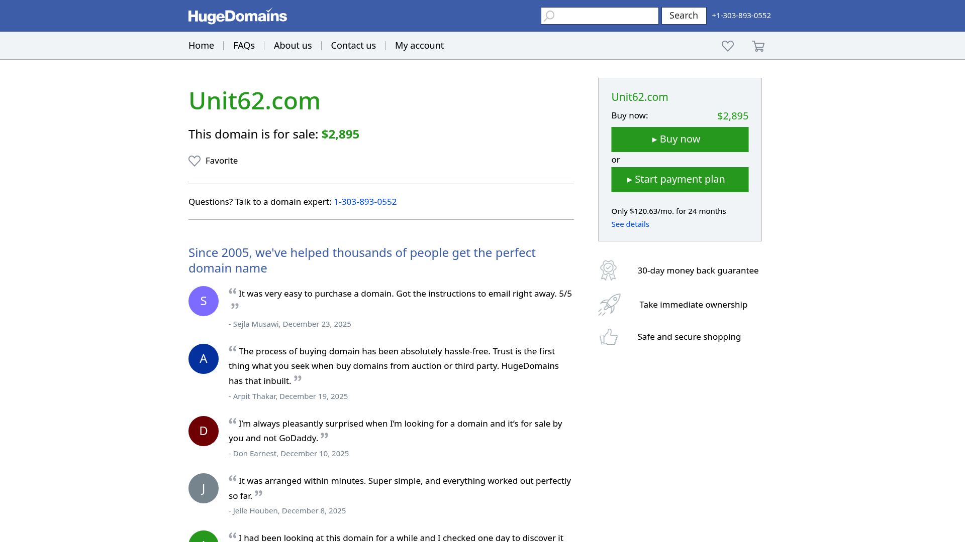 Screenshot of the contact form on Unit62 website inviting users to book a session