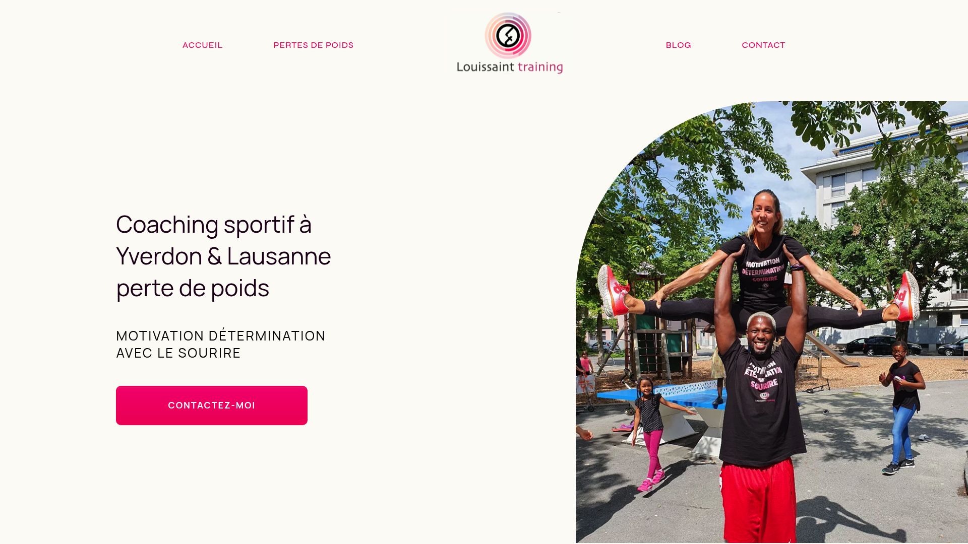 Website header of Louissaint Training displaying the Coaching 360 method and Steeve