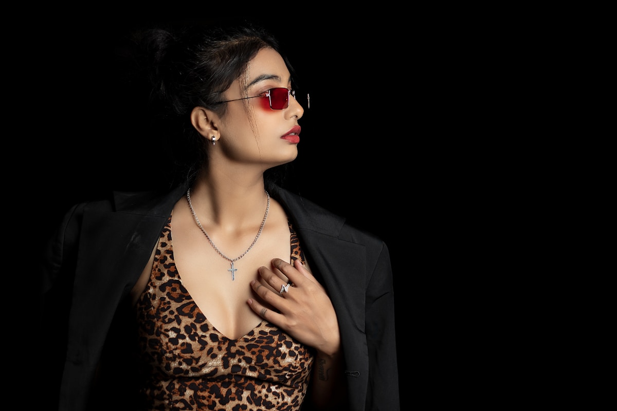 a woman wearing glasses