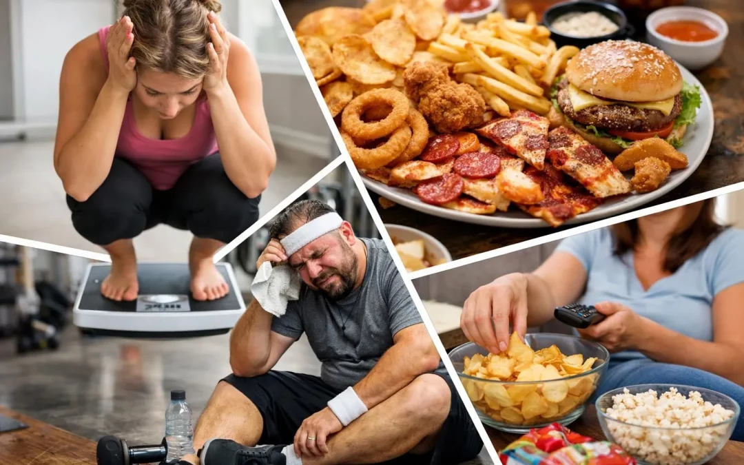 Les erreurs à éviter en perte de poids: collage authentique de scènes quotidiennes qui sabotent les résultats.