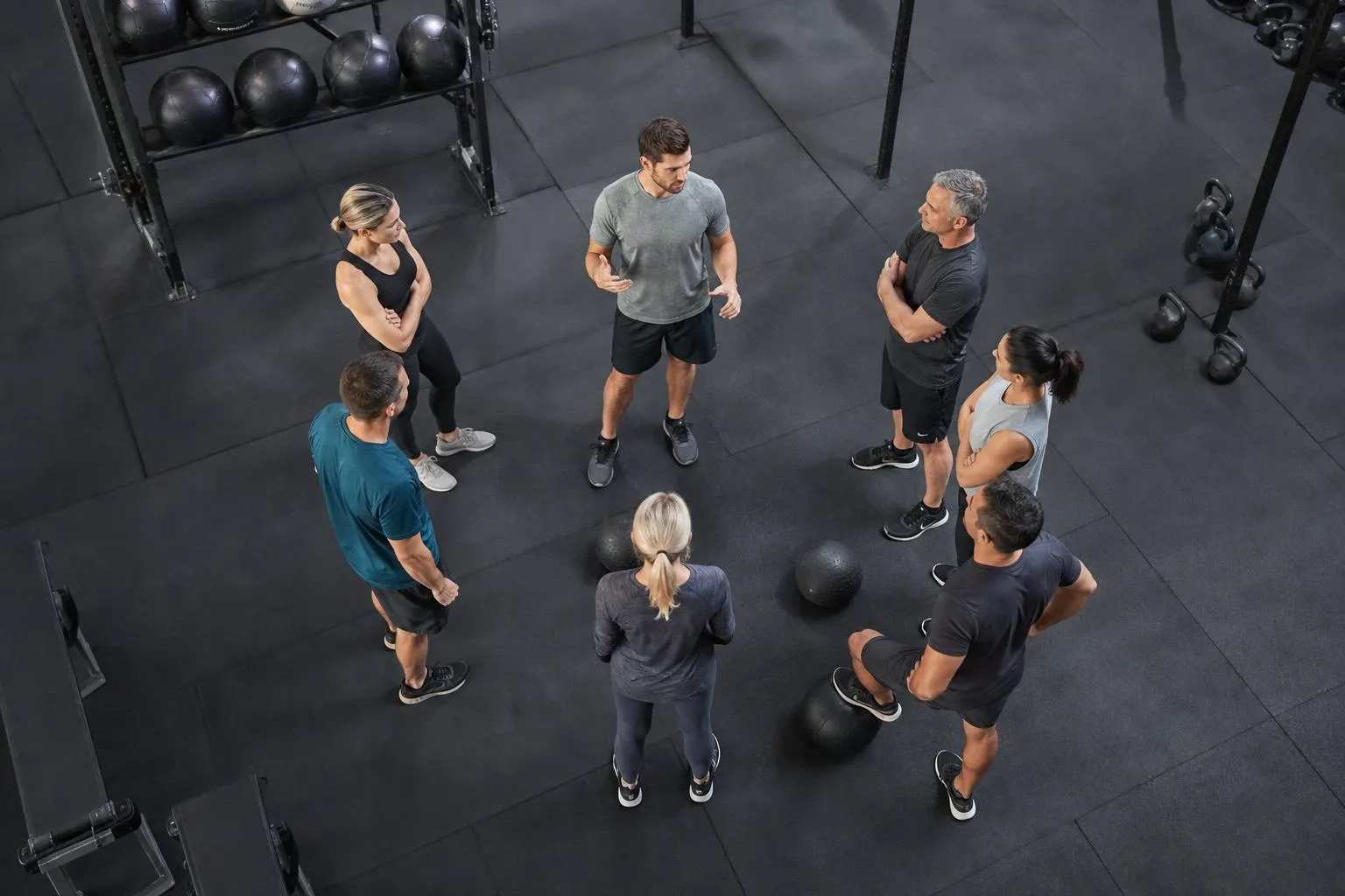 Groupe de personnes s'entraînant ensemble dans une salle de gym.
